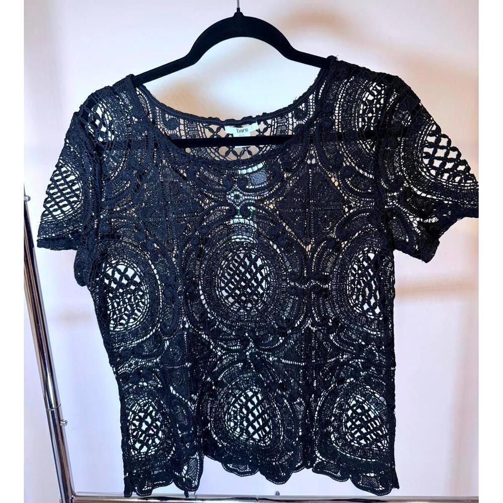Provence Lace Top - Deep Black, Size Large